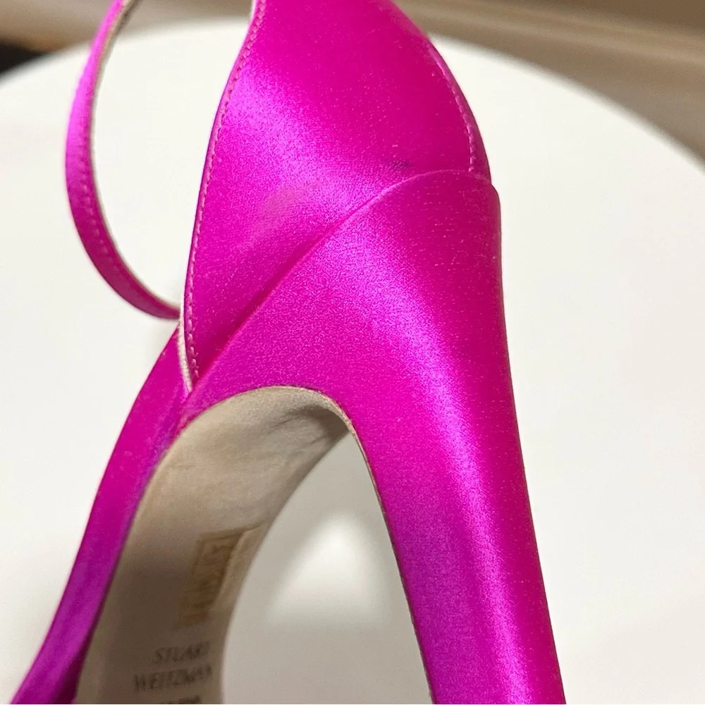 🌹STUART WEITZMAN🌹 Disco Platform Sandals In Bright Pink Size: 6B